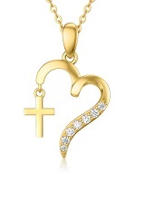 stunning faith heart cross baby necklace